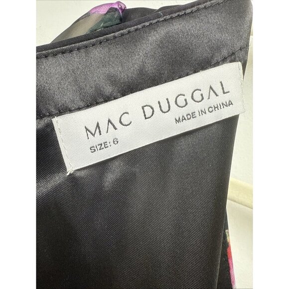 Mac Duggal Size 6 Black Floral 67872 Chiffon Long Sleeve Evening Gown Dress $598 - Picture 10 of 13